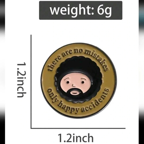 Cute Bob Ross only happy accidents pin brooch enamel charm purse bag decor satch - Picture 6 of 6